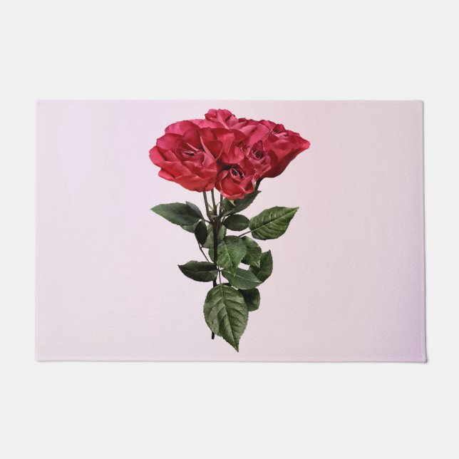Paillasson Roses rouges et feuilles (Devant)