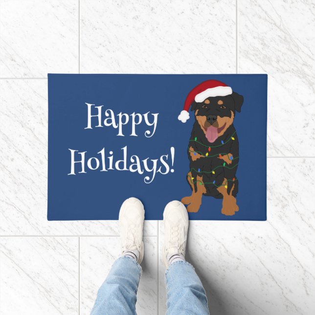 Paillasson Rottweiler de Noël (Intérieur)