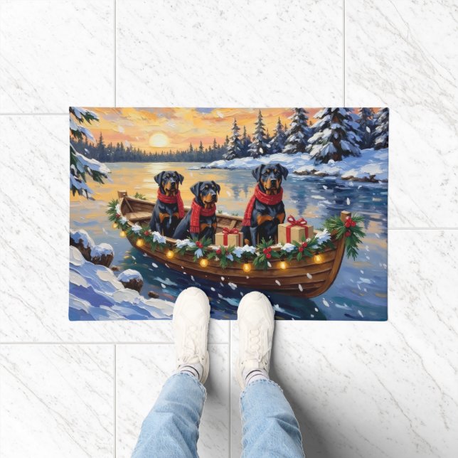 Paillasson Rottweiler Noël Bateau Vacances (Intérieur)