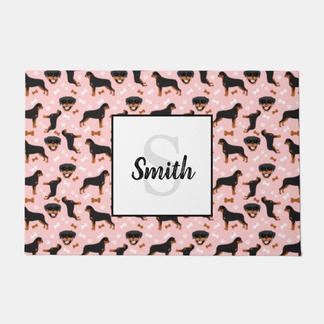 Paillasson Rottweilers Rotties Chien l Monogramme Nom (Devant)