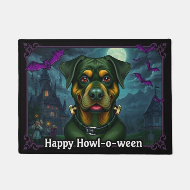 Paillasson Rottweilerstein Joyeux Hurlement-o-ween (Devant)