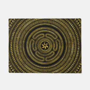 Paillasson Roue d'Hécate Greek Key Noir and Gold