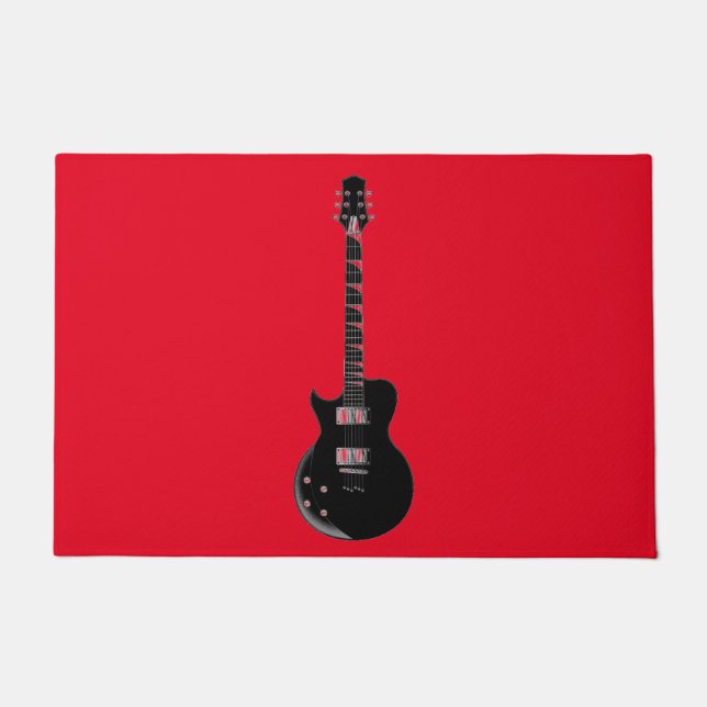 Paillasson Rouge Black Pop Art Guitare électrique (Devant)