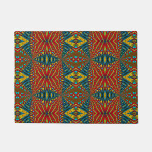 Paillasson Rouge Bleu Abstrait Imprimer Hippie Boho Tribal un