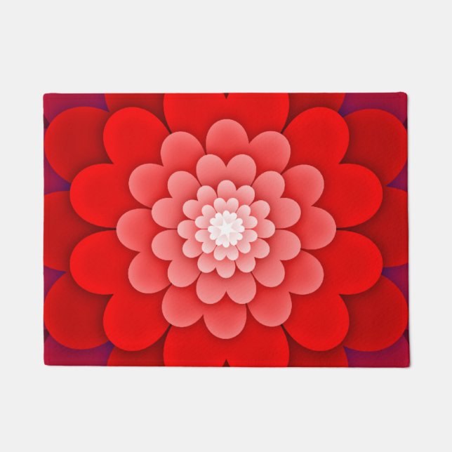 Paillasson Rouge Floral Mandala-58566 (Devant)