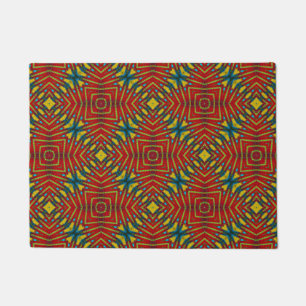 Paillasson Rouge jaune bleu coloré Hippie Boho Tribal unique