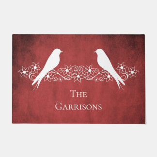 Paillasson Rouge Lovebirds Vin Floral Porte personnalisée
