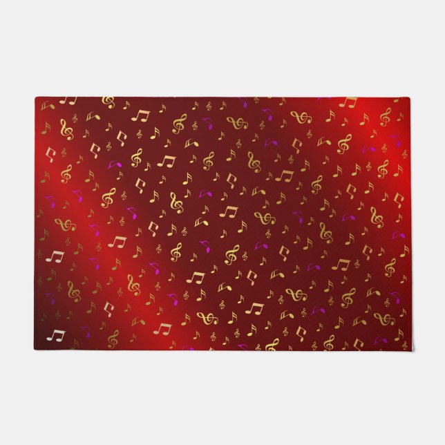 Paillasson rouge, note, musical, mélodie, musique, son, signe (Devant)