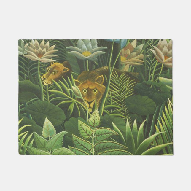 Paillasson Rousseau Tropical Jungle Lion Peinture (Devant)