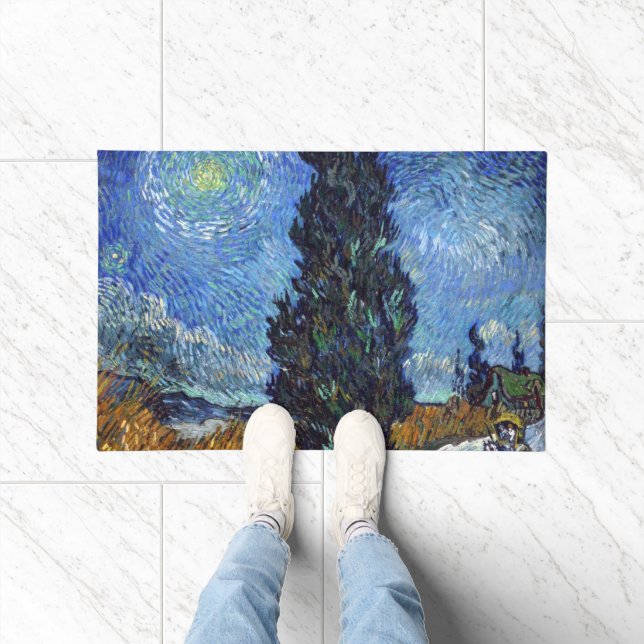 Paillasson Route avec cyprès de Van Gogh Impressionnisme (Intérieur)