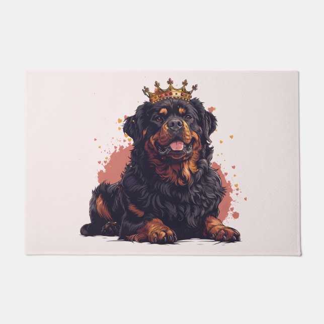 Paillasson Royal Rottweiler Dog Queen Crown (Devant)