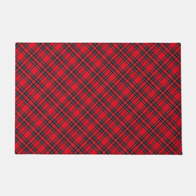 Paillasson Royal Stewart tartan rouge noir plaid (Devant)