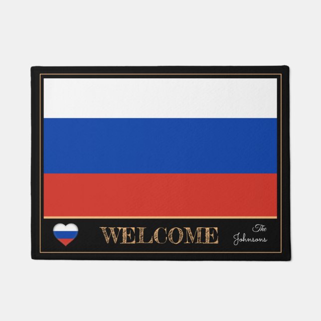 Paillasson Russie et Russie Drapeau de matelas/sport Bienvenu (Devant)