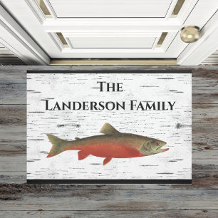 Paillasson Rustic Aspen Bark Trout fishing Lake House River