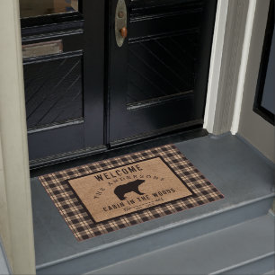 Paillasson Rustic Bear Bienvenue Cabine dans les bois Nom de 