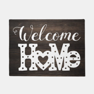 Paillasson Rustic Chic "Welcome Home" Effet Bois