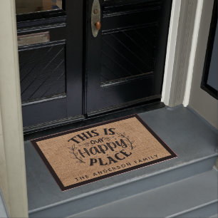 Paillasson Rustic Country Burlap C'est notre endroit heureux