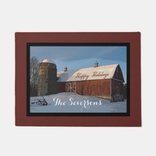Paillasson Rustic Winter Grange Joyeuses Fêtes