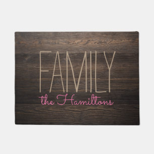 Paillasson Rustic WOOD Chic Family Monogramme GRAS ET ROSE