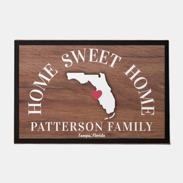 Paillasson Rustic Wood Home Sweet Home Florida State (Devant)