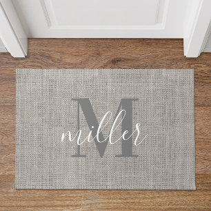 Paillasson Rustique Burlap Monogramme Nom de famille Doormat