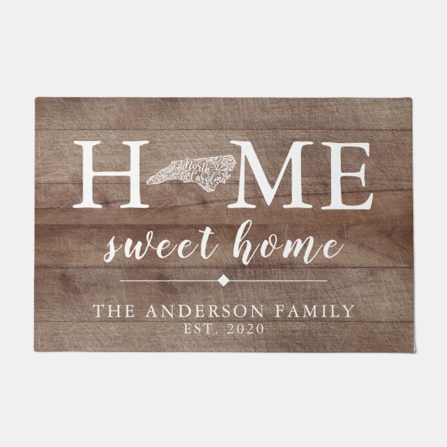 Paillasson Rustique CAROLINE DU NORD État personnalisé (Devant)