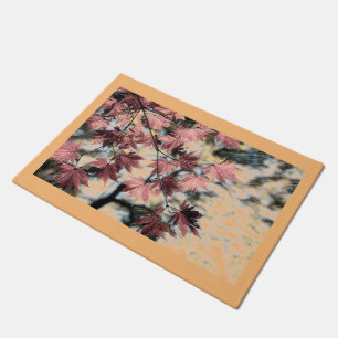 Paillasson Rustique feuille d'érable rouillé rouge brun rose