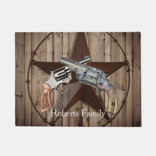Paillasson rustique texas étoile cowboy pistolets pays de l'o