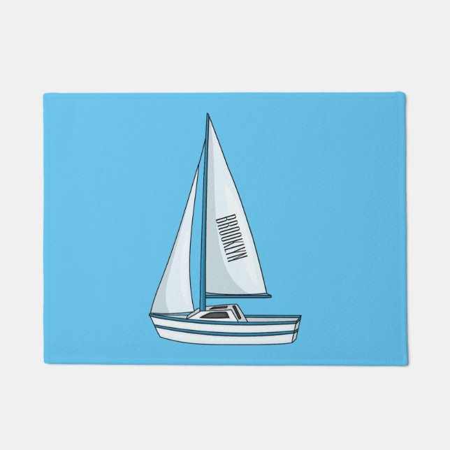 Paillasson Sailboat cartoon illustration (Devant)