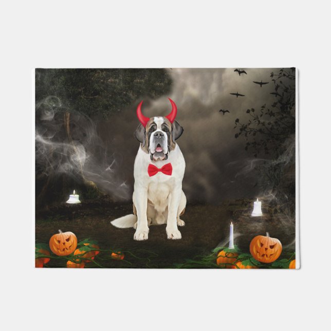Paillasson Saint Bernard Chien en costume d'Halloween (Devant)
