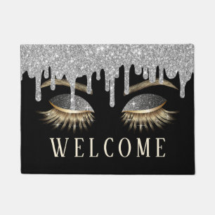 Paillasson Salon de beauté Lashes Silver Driver Black Welcom