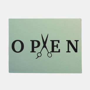 Paillasson Salon de coiffure Ciseaux noirs Ouverture Bienvenu