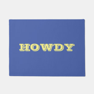 Paillasson Salut ou nom "Howdy", bleu et jaune