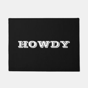 Paillasson Salut ou nom "Howdy", mat de porte noir