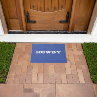 Salut ou nom "Howdy", mat de portes bleu et blanc