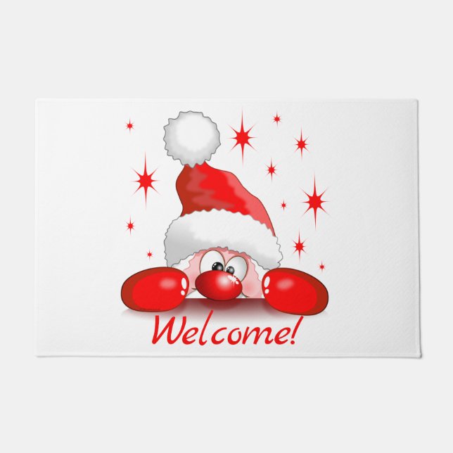 Paillasson Santa Cartoon Cute Peeking Character © BluedarkArt (Devant)