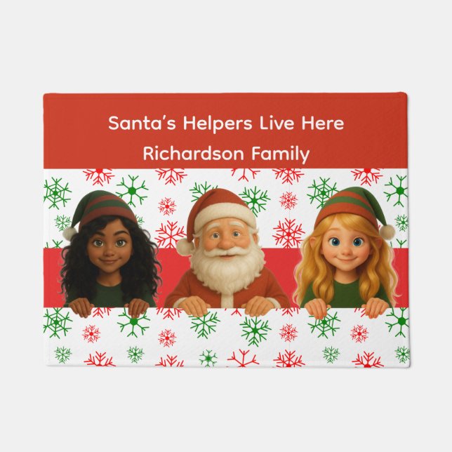 Paillasson Santa & Elf Faces | North Pole Fun Christmas Door  (Devant)