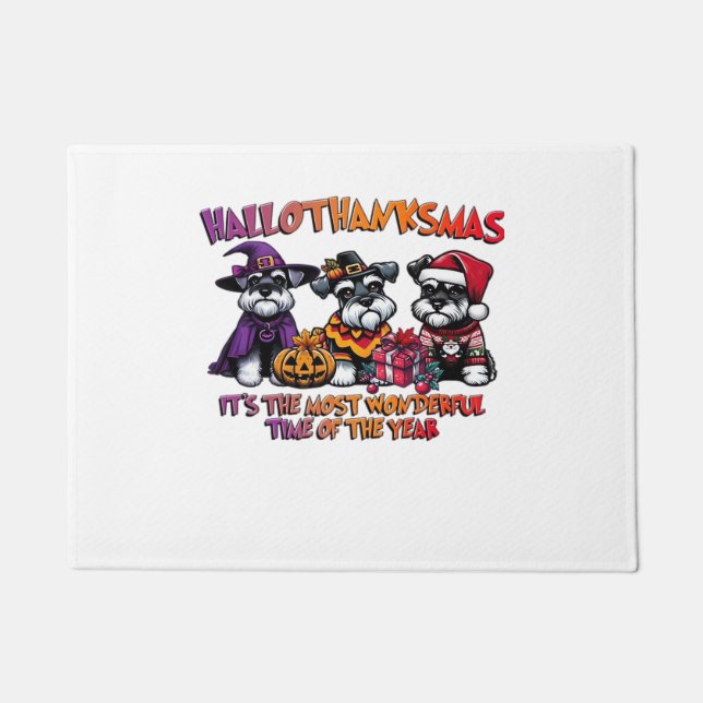 Paillasson Schnauzer Halloween Thanksgiving Noël Classique (Devant)