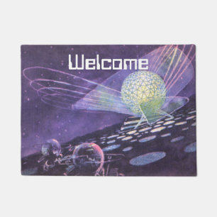 Paillasson Science-fiction vintage, un globe lumineux avec de
