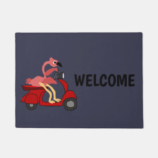 Paillasson Scooteur rose drôle d'équitation de Flamant rose