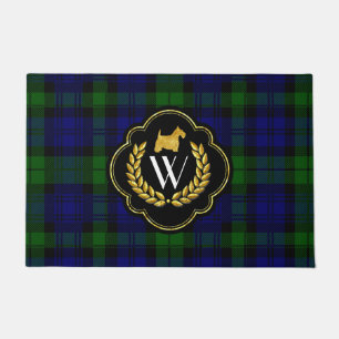 Paillasson Scottie, guirlande et monogramme d'or