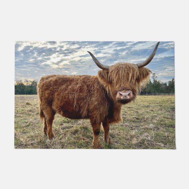 Paillasson Scottish Highland Cow Portrait Farmhouse (Devant)