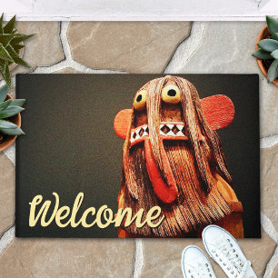 Paillasson Script de Bienvenue Poupée Kachina Visage Photo Mi