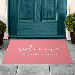 Paillasson Script de calligraphie moderne Bienvenue Adresse d