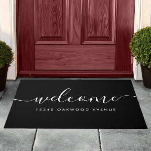 Paillasson Script de calligraphie moderne Bienvenue Adresse d