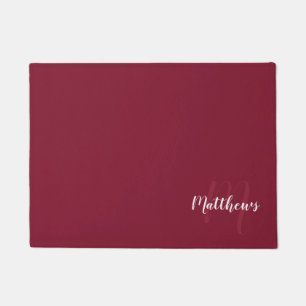 Paillasson Script moderne Monogramme personnalisé et nom de f