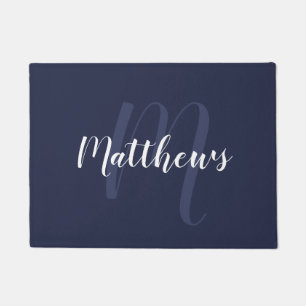 Paillasson Script moderne Monogramme personnalisé et nom de f