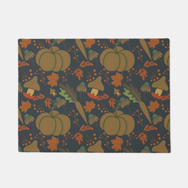 Paillasson Seamless pattern Pumpkin & carrot dark background (Devant)