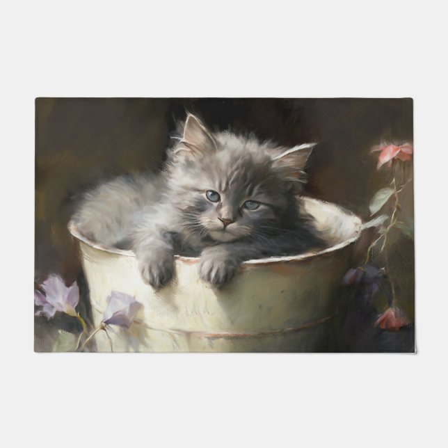 Paillasson Seau Plein De Joie Sweet Grey Kitten (Devant)