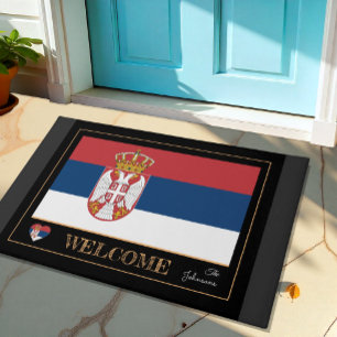 Paillasson Serbe house mat & Serbe Drapeau sports / Bienvenue